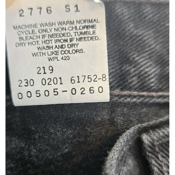 Levis 505 Jeans Mens 42x32 Black Regular Fit Straight Leg Denim Zip Fly 5-Pocket - Picture 9 of 14